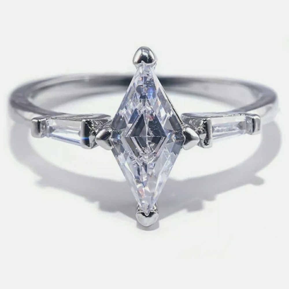 2.0ct Luxury 925 Sterling Silver Marquise  Baguette Engagement